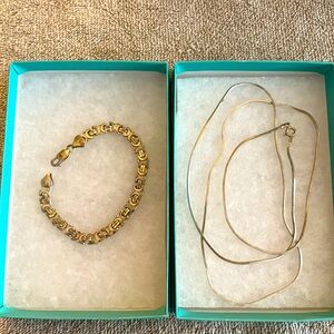 Sterling silver necklace, 15” long & bracelet